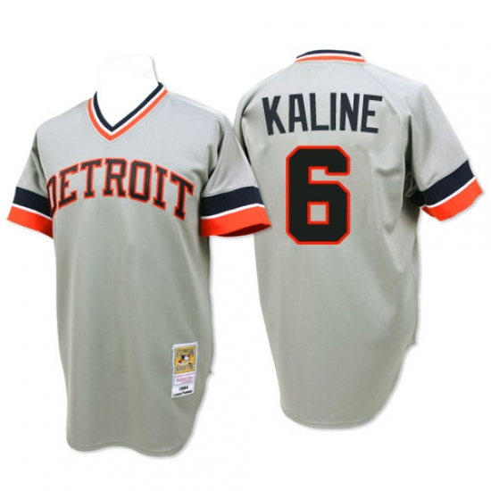 Men's Mitchell and Ness 1984 Detroit Tigers #6 Al Kaline Authentic Grey Throwback MLB Jersey - Ujersey