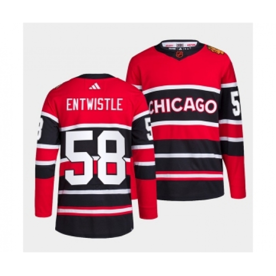 Men's Chicago Blackhawks #58 MacKenzie Entwistle Red Black 2022 Reverse Retro Stitched Jersey - Ujersey