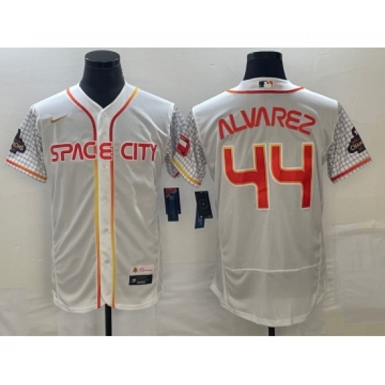 Men's Houston Astros #44 Yordan Alvarez Number White 2023 City Connect Flex Base Stitched Jersey2 - Ujersey