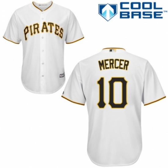 Youth Majestic Pittsburgh Pirates #10 Jordy Mercer Authentic White Home Cool Base MLB Jersey - Ujersey