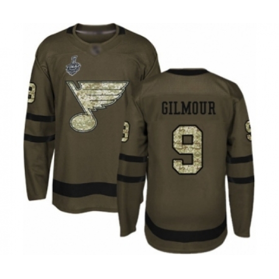 Youth St. Louis Blues #9 Doug Gilmour Authentic Green Salute to Service 2019 Stanley Cup Final Bound Hockey Jersey - Ujersey