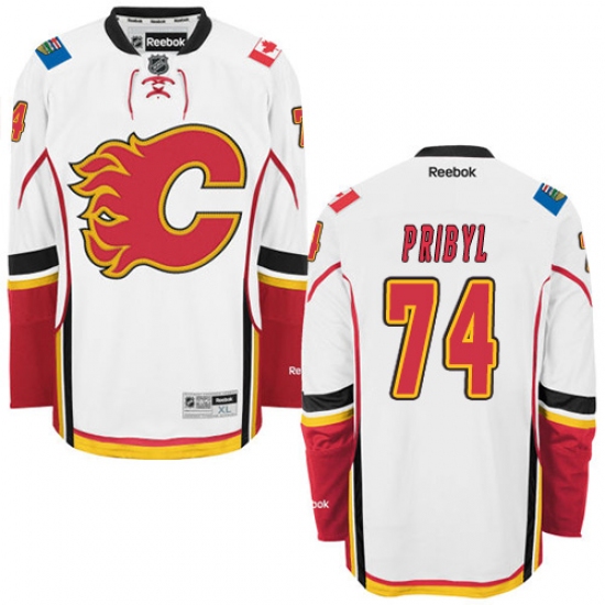 Youth Reebok Calgary Flames #74 Daniel Pribyl Authentic White Away NHL Jersey - Ujersey