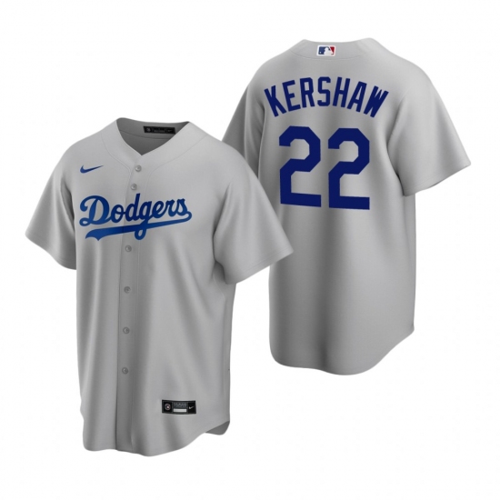 Men's Nike Los Angeles Dodgers #22 Clayton Kershaw Gray Alternate Stitched Baseball Jersey - Ujersey