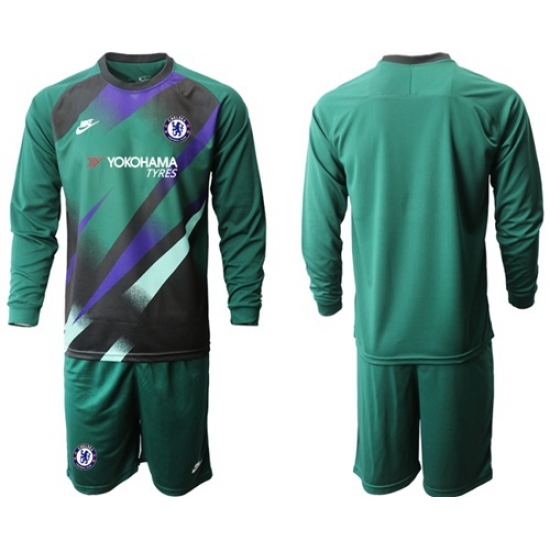 Chelsea Blank Green Goalkeeper Long Sleeves Soccer Club Jersey