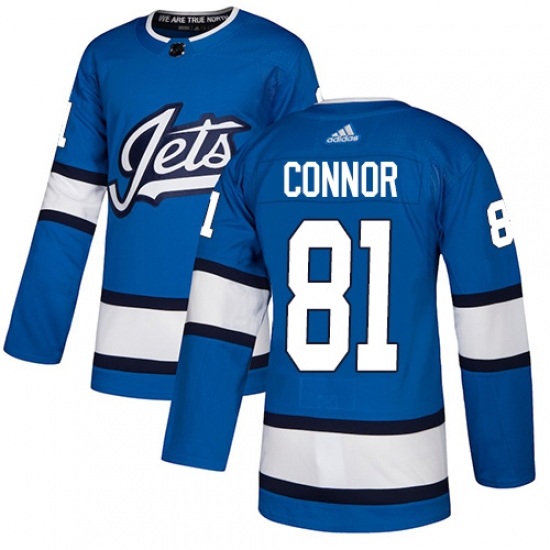 Men's Adidas Winnipeg Jets #81 Kyle Connor Authentic Blue Alternate NHL Jersey - Ujersey