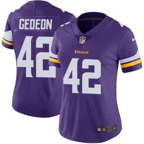 Women's Nike Minnesota Vikings #42 Ben Gedeon Purple Team Color Vapor Untouchable Limited Player NFL Jersey - Ujersey