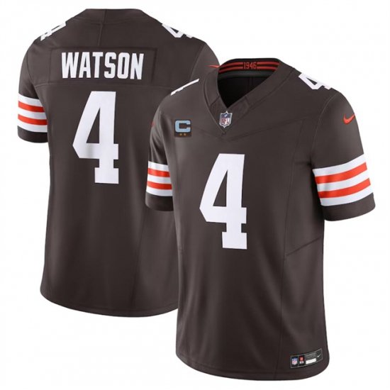 Men's Cleveland Browns #4 Deshaun Watson Brown 2024 F.U.S.E. With 2-Star C Vapor Untouchable Limited Stitched Jersey - Ujersey