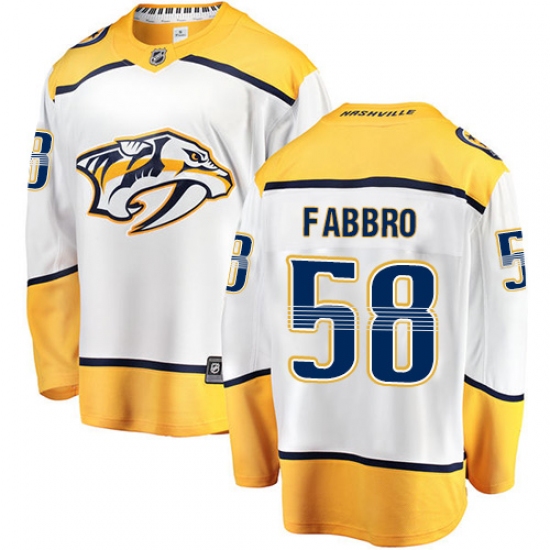 Men's Nashville Predators #58 Dante Fabbro Fanatics Branded White Away Breakaway NHL Jersey - Ujersey