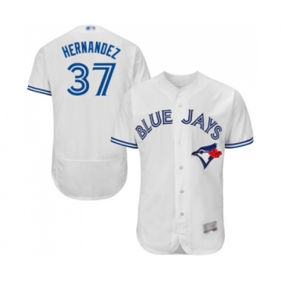 Men's Toronto Blue Jays #37 Teoscar Hernandez White Home Flex Base Authentic Collection Baseball Jersey - Ujersey