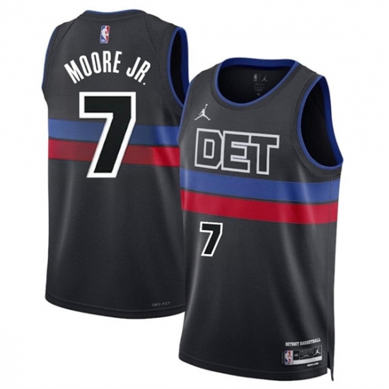 Men's Detroit Pistons #7 Wendell Moore Jr Black 2024 Statement Edition Stitched Jersey - Ujersey