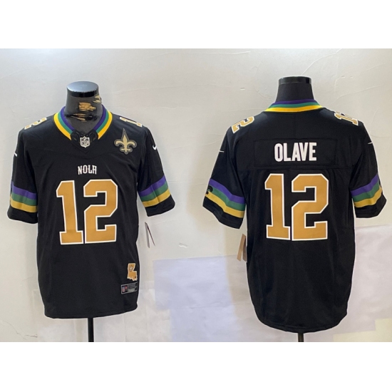 Men's New Orleans Saints #12 Chris Olave Black 2024 F.U.S.E. Vapor Limited Stitched Jersey - Ujersey