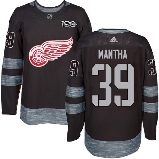 Men's Adidas Detroit Red Wings #39 Anthony Mantha Authentic Black 1917-2017 100th Anniversary NHL Jersey - Ujersey