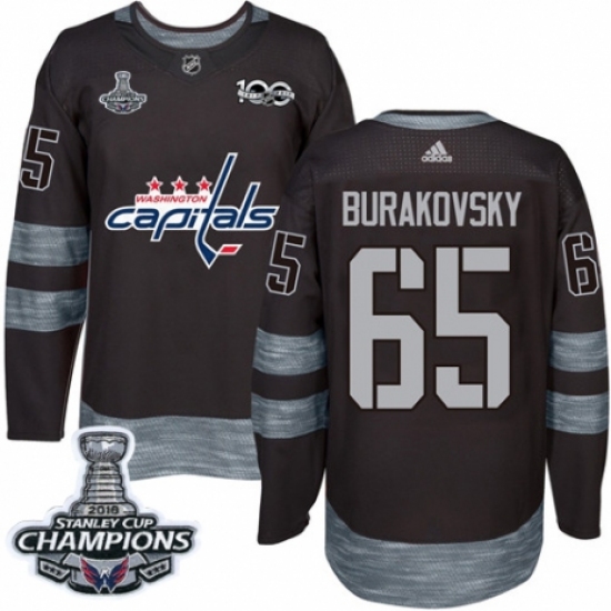 Men's Adidas Washington Capitals #65 Andre Burakovsky Authentic Black 1917-2017 100th Anniversary 2018 Stanley Cup Final Champions NHL Jersey - Ujersey