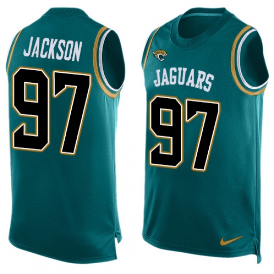 Men's Nike Jacksonville Jaguars #97 Malik Jackson Limited Teal Green Player Name & Number Tank Top NFL Jersey - Ujersey