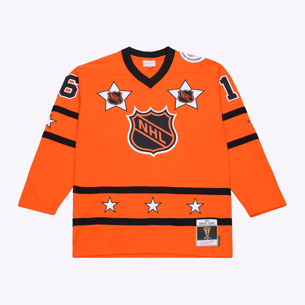 Men's Marcel Dionne Mitchell & Ness Orange 1976 NHL All-Star Game Power Play Jersey - Ujersey Shop