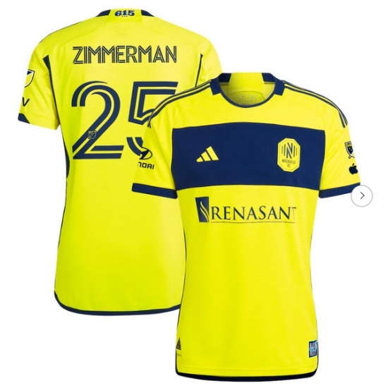 Mens Nashville SC Walker Zimmerman adidas Yellow 2024 The 615 Kit Authentic Player Jersey - Ujersey
