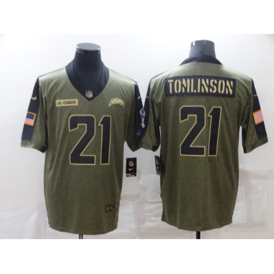 Men's Los Angeles Chargers #21 LaDainian Tomlinson Nike Olive 2021 Salute To Service Limited Player Jersey - Ujersey