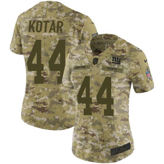 Women's Nike New York Giants #44 Doug Kotar Limited Camo 2018 Salute to Service NFL Jersey - Ujersey