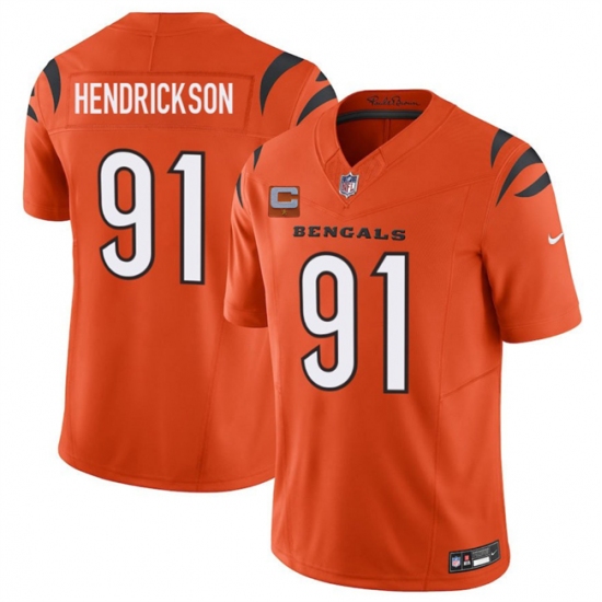 Men's Cincinnati Bengals #91 Trey Hendrickson Orange 2025 F.U.S.E. With 1-Star C Vapor Untouchable Limited Stitched Football Jersey