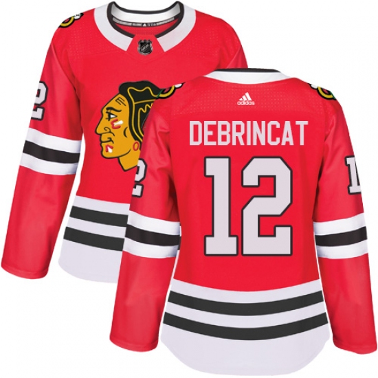 Women's Adidas Chicago Blackhawks #12 Alex DeBrincat Authentic Red Home NHL Jersey - Ujersey