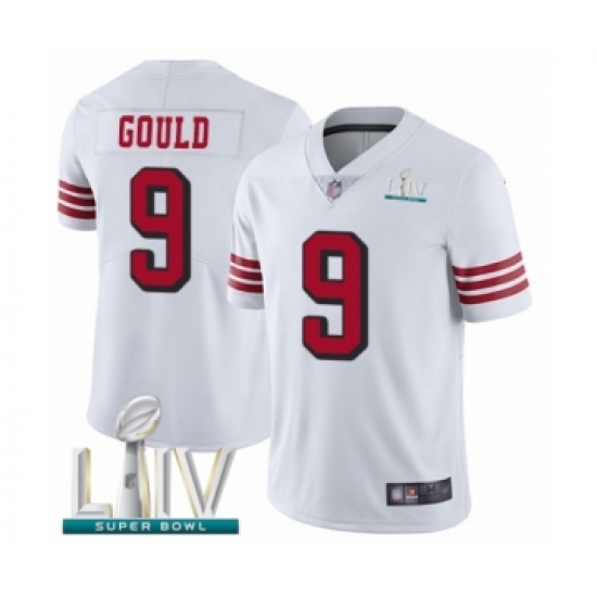 Men's San Francisco 49ers #9 Robbie Gould Limited White Rush Vapor Untouchable Super Bowl LIV Bound Football Jersey - Ujersey