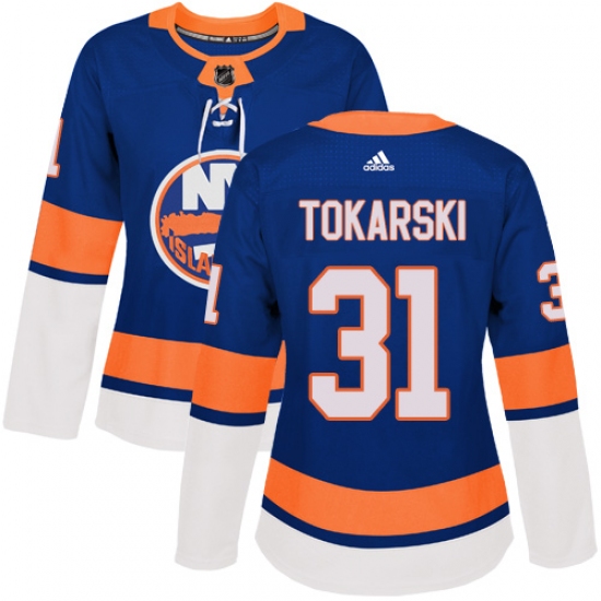 Women's Adidas New York Islanders #31 Dustin Tokarski Premier Royal Blue Home NHL Jersey - Ujersey