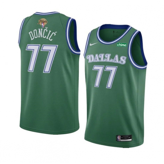 Men's Dallas Mavericks #77 Luka Doncic Green 2024 Finals Classic Edition Stitched Basketball Jersey - Ujersey