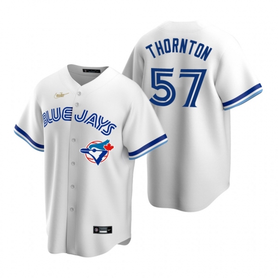 Men's Nike Toronto Blue Jays #57 Trent Thornton White Cooperstown Collection Home Stitched Baseball Jersey - Ujersey