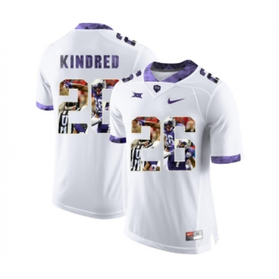 TCU Horned Frogs 26 Derrick Kindred White With Portrait Print College Football Limited Jersey - Ujersey