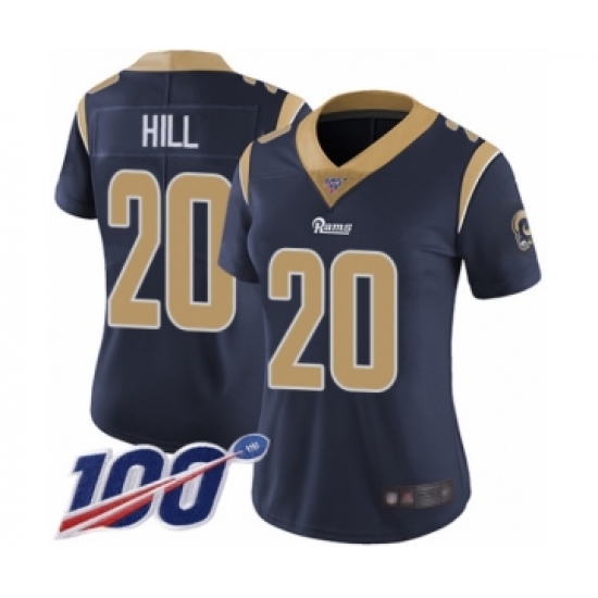 Women's Los Angeles Rams #20 Troy Hill Navy Blue Team Color Vapor Untouchable Limited Player 100th Season Football Jersey - Ujersey