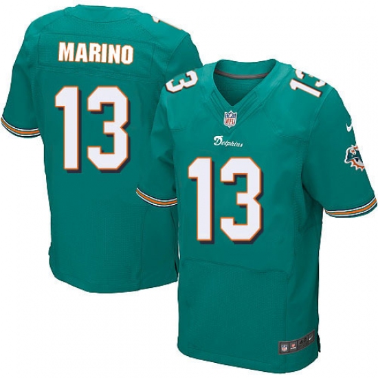 Men's Nike Miami Dolphins #13 Dan Marino Elite Aqua Green Team Color NFL Jersey - Ujersey