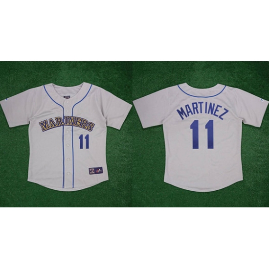 Men's Seattle Mariners #11 Edgar Martinez Gray 1989 Stitched Baseball Jersey