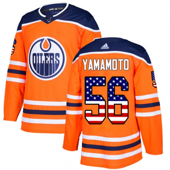Youth Adidas Edmonton Oilers #56 Kailer Yamamoto Authentic Orange USA Flag Fashion NHL Jersey - Ujersey
