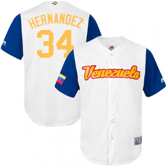 Men's Venezuela Baseball Majestic #34 Felix Hernandez White 2017 World Baseball Classic Replica Team Jersey