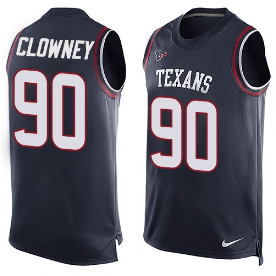 Men's Nike Houston Texans #90 Jadeveon Clowney Limited Navy Blue Player Name & Number Tank Top NFL Jersey - Ujersey