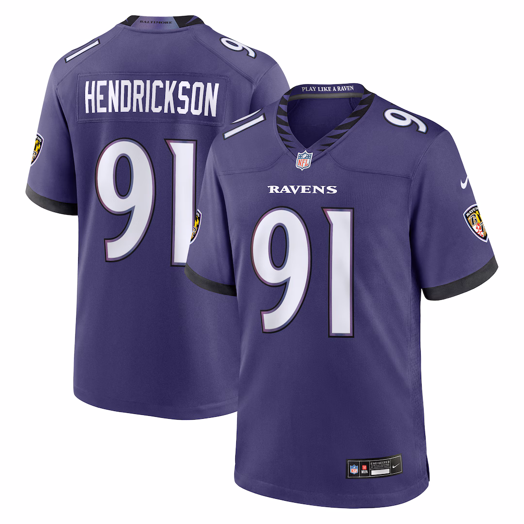 Men's Baltimore Ravens Trey Hendrickson Nike Purple Team Game Jersey