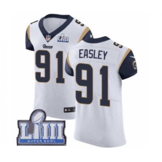 Men's Nike Los Angeles Rams #91 Dominique Easley White Vapor Untouchable Elite Player Super Bowl LIII Bound NFL Jersey - Ujersey