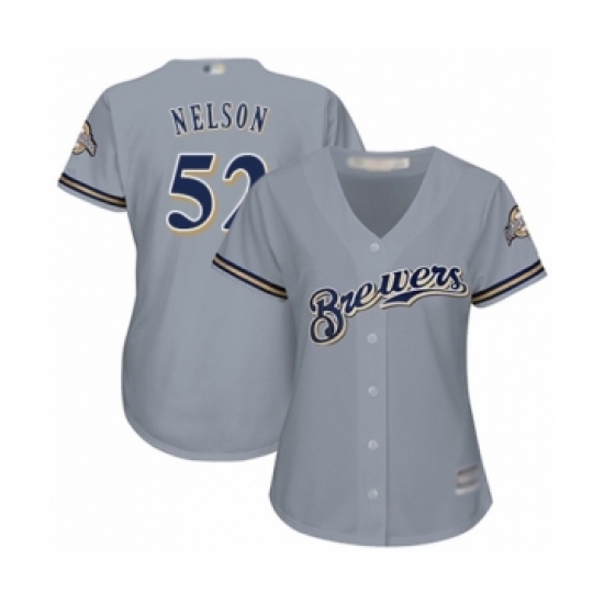 Women's Milwaukee Brewers #52 Jimmy Nelson Authentic Grey Road Cool Base Baseball Player Jersey