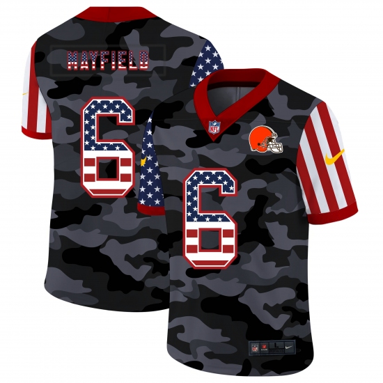 Men's Cleveland Browns #6 Baker Mayfield Camo Flag Nike Limited Jersey