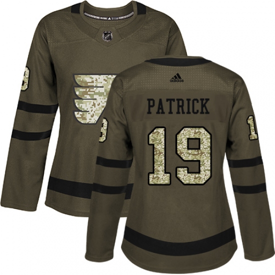 Women's Adidas Philadelphia Flyers #19 Nolan Patrick Authentic Green Salute to Service NHL Jersey - Ujersey