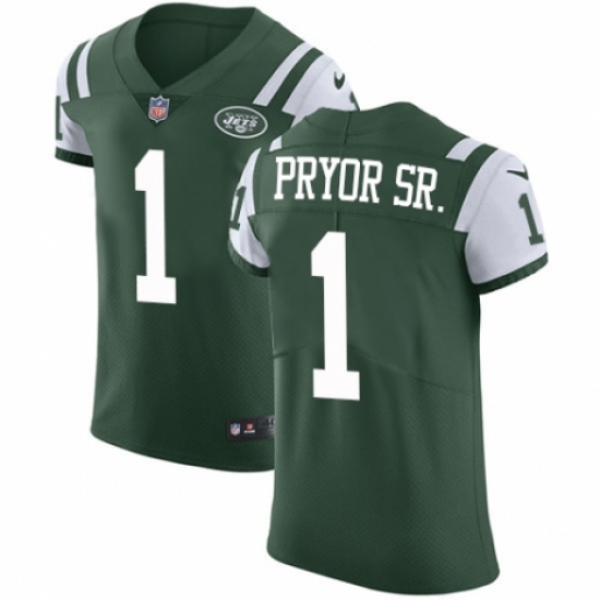 Men's Nike New York Jets #1 Terrelle Pryor Sr. Green Team Color Vapor Untouchable Elite Player NFL Jersey - Ujersey