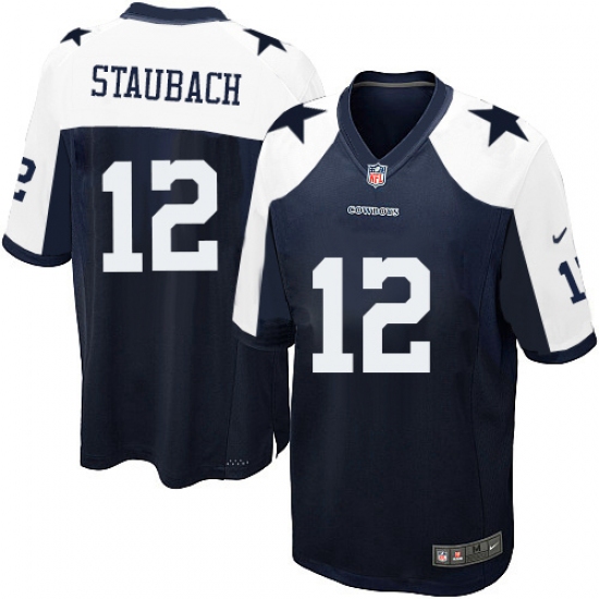 Men's Nike Dallas Cowboys #12 Roger Staubach Game Navy Blue Throwback Alternate NFL Jersey - Ujersey