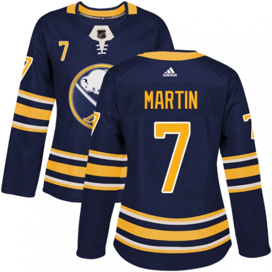 Women's Adidas Buffalo Sabres #7 Rick Martin Authentic Navy Blue Home NHL Jersey - Ujersey