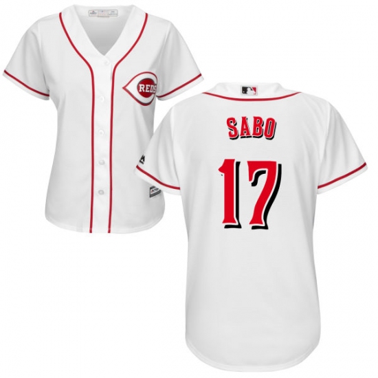 Women's Majestic Cincinnati Reds #17 Chris Sabo Authentic White Home Cool Base MLB Jersey - Ujersey