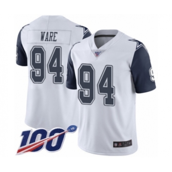 Men's Dallas Cowboys #94 DeMarcus Ware Limited White Rush Vapor Untouchable 100th Season Football Jersey - Ujersey