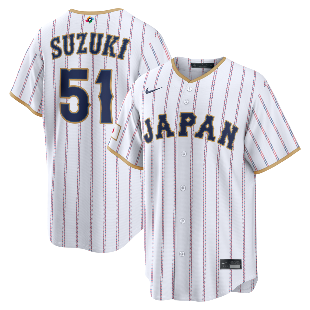 Men's Japan Baseball Seiya Suzuki Nike White 2026 World Baseball Classic Home Stadium Jersey - U-jersey