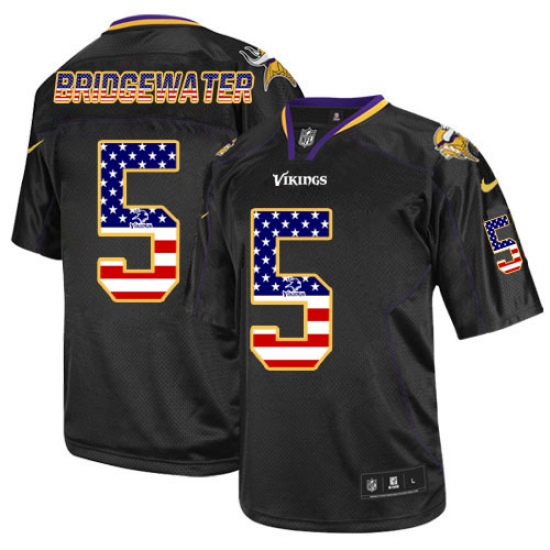 Men's Nike Minnesota Vikings #5 Teddy Bridgewater Elite Black USA Flag Fashion NFL Jersey - Ujersey