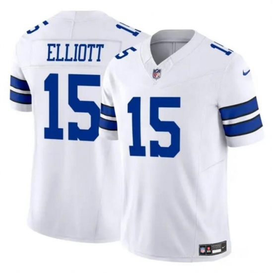 Men's Dallas Cowboys #15 Ezekiel Elliott White 2023 F.U.S.E Vapor Untouchable Limited Football Stitched Jersey - Ujersey