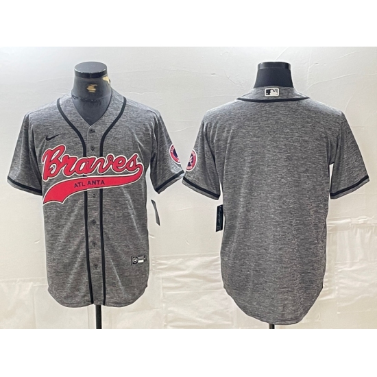 Men's Atlanta Braves Blank Grey Gridiron Cool Base Stitched Baseball Jersey - Ujersey