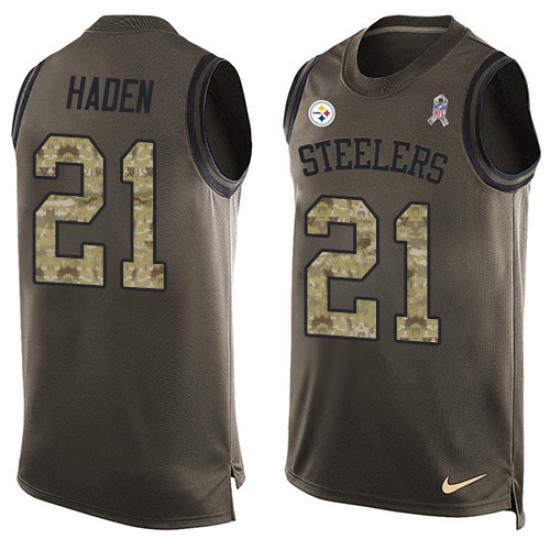 Men's Nike Pittsburgh Steelers #21 Joe Haden Limited Green Salute to Service Tank Top NFL Jersey - Ujersey